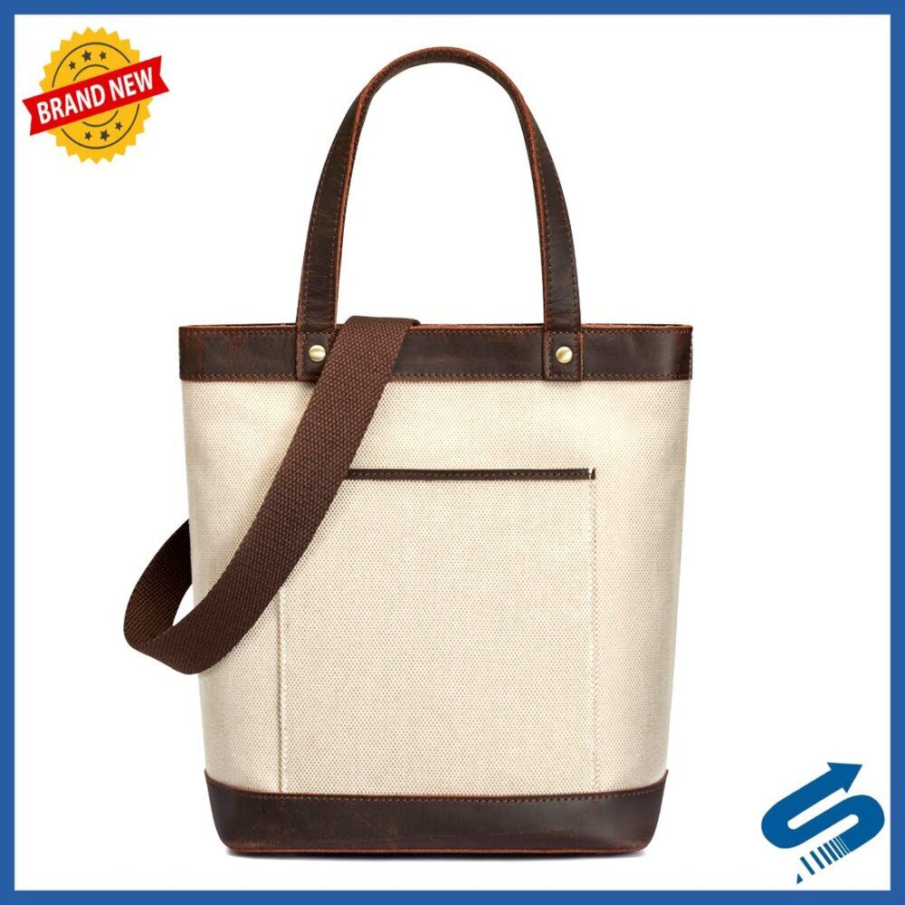 Canvas Leather Tote Bag Crossbody Shoulder Handbag Retro Chic Designer